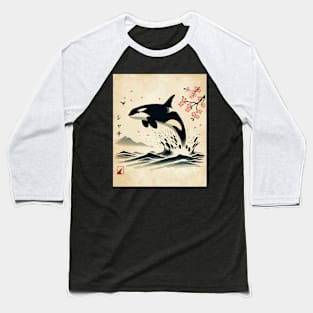 Kawaii Orca Ink Japanese Streetwear Novelty Funny Orca Baseball T-Shirt